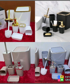 6 in luxury bathroom accessories set with touch of gold & silver