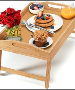 Breakfast in bed foldable bamboo tray