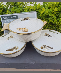 3Pcs Gold rimmed fish shaped Serving bowls