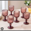 6pcs coloured ribbed wine glasses