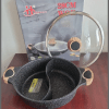 Single piece 28cm HonHey WOK granite partitioned cooking pot casserole