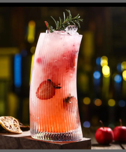 6Pcs Unique Crescent-shaped transparent Glassware , vertical Stripe