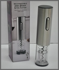 Electric wine bottle opener with foil cutter