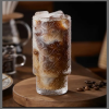 6Pcs Embossed vintage Ribbed transparent Glass / iced coffee glass
