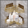 Triangular Golden metallic corner bathroom shelf