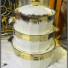 3 Pcs Ceramic gold round casseroles
