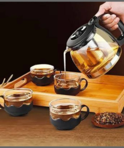 Heat resistant borosilicate glass 5in1 tea pot