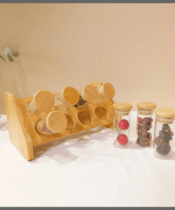 8Pcs Spice Jars Set plus Bamboo Stand