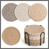 8pcs Rattan Coasters with metallic Holder