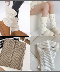 A Pair thickened knitted pleated pile socks
