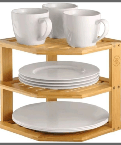 3 tier Corner bamboo kitchen storage spice rack