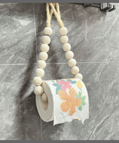 Creative natural wood beaded toilet paper roll holder