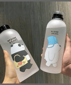 1L Frosted  water bottle with two caps