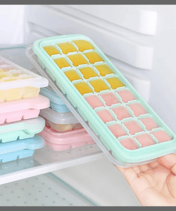 Multi-Colored 24 grid Silicone Ice Cube Tray with Leakproof Lid