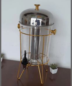 8L Golden frame juice dispenser with stainless steel ice cube tube