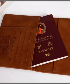 Leather passport card holder