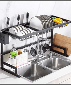 Rust Proof Heavy Metallic 85cm Over The Sink Dish Rack