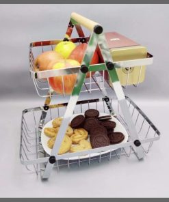 Bread basket 2 layer silver