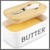 Ceramic container, airtight bamboo cover + spread knife