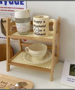 Wooden Storage Shelf 2-Tier Desktop Organizer Shelf