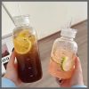 750ml clear high quality borosilicate glass water bottle with straw