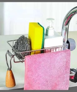 Stainless steel faucet rack / sink tidy with towel rack