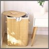 Foldable bamboo laundry basket