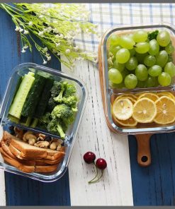 2 Grid Microwave - Safe Partitioned Glass Lunch Box