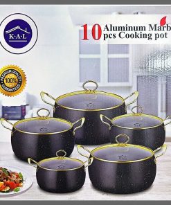10 pc aluminium marble  cooker ware set