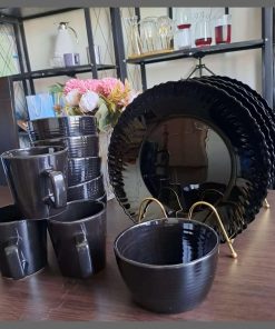 18Pcs All black dinner set