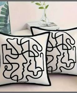 Modern Abstract Black and White Throw Pillow Cover