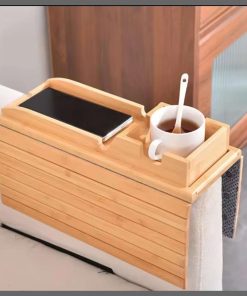 Bamboo sofa arm rest organizer