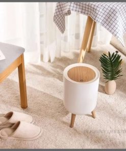 Nordic Style Garbage Container With Wood Grain Cover