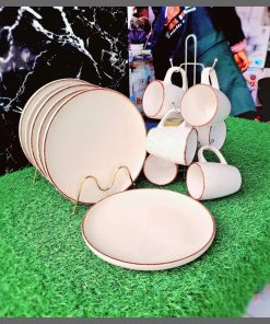 12pc Cream brown line Dinner set
