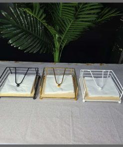 Luxury Metallic Serviette Holder,with Bamboo Place On