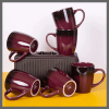 6Pcs Modern maroon gradient cup set