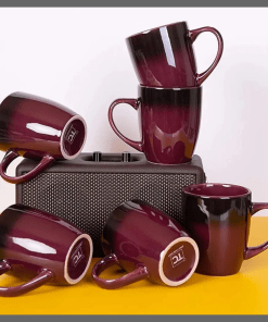 6Pcs Modern maroon gradient cup set