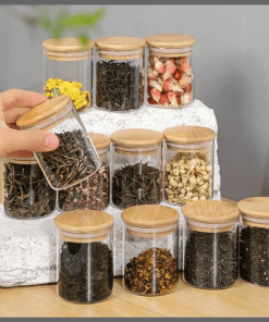 12Pcs Round glass jars set /spice jars
