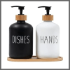 3in1 Refillable Ceramic Bottle Set with Bamboo Base