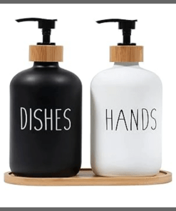 3in1 Refillable Ceramic Bottle Set with Bamboo Base