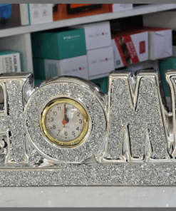 Elegant Glittery "HOME" Tabletop clock decor