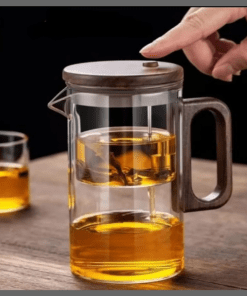 One press glass infuser tea pot