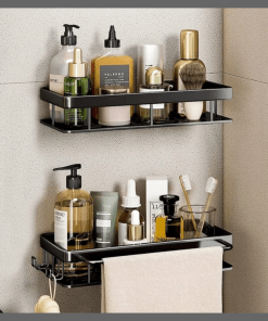 2Pcs Aluminum alloy  Rectangular Shelf with towel holder