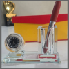 Crystal glass Desktop clock & pen holder set