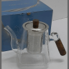 1L Classy frosted glass tea /beverage pot with bamboo handle