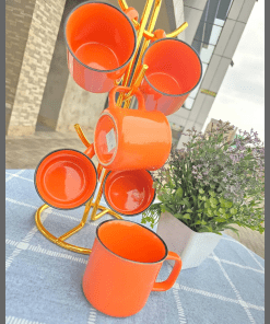 6Pcs Unique Orange  Ceramic Mugs