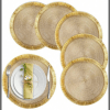 6Pcs  Round Shimmery Gold Placemats/Tablemats