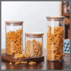 200ml Air tight glass cereal container with bamboo lid