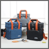 Double layer insulated lunch bag with removable strap