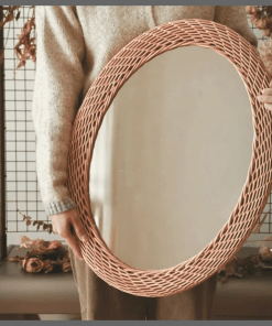 Modern Oval Rattan  Bamboo Decorative Mirror